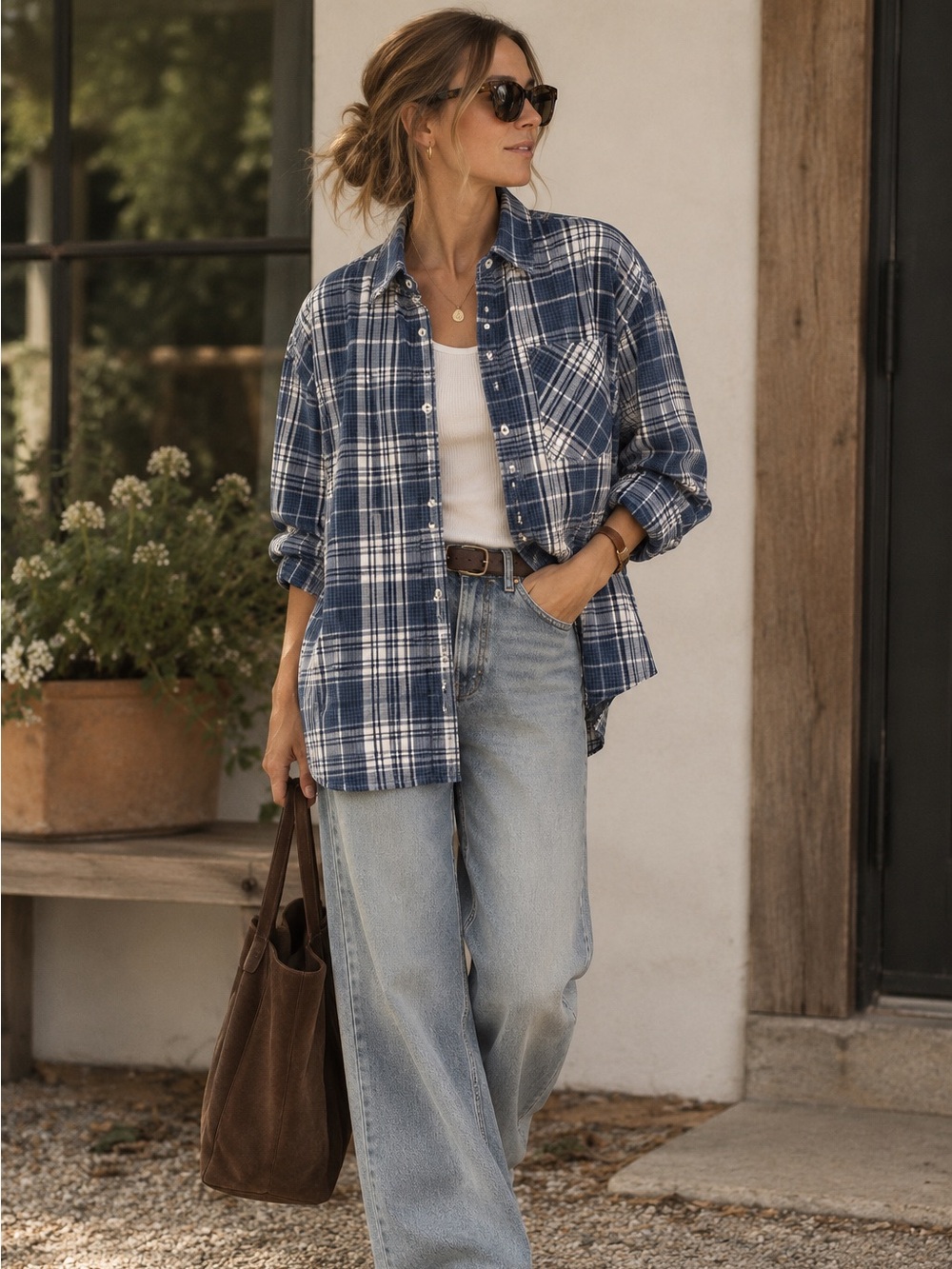 Plaid Button-Down Shirt | 100% cotton | unisex fall cozy cottage style